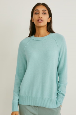 C&A Cashmere Jumpers Dames Mintgroen Groen | 0843TCYNE