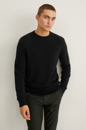 C&A Cashmere Jumpers Heren Zwart | 6573ASQNB