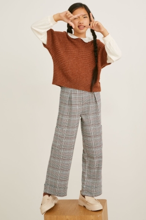 C&A Check Broek Meisjes Beige | 6854WHTOM