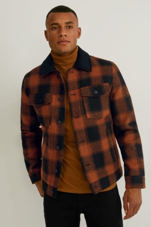 C&A Check Jassen Heren Donkeroranje | 2684VBLOS