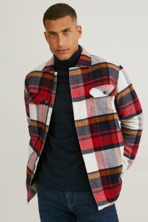 C&A Check Overhemd Heren Rood Donkerblauw | 5987HGEWT