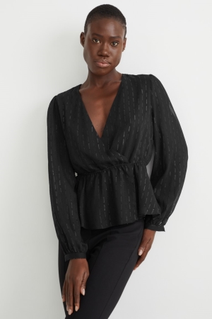 C&A Chiffon Blouse Dames Zwart | 1495XZOYB