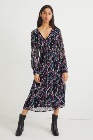 C&A Chiffon Patterned Jurken Dames Zwart | 7835ODGYN