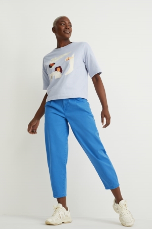 C&A Chinos Mid-rise Taille Tapered Fit Broek Dames Blauw | 9587UZGTK