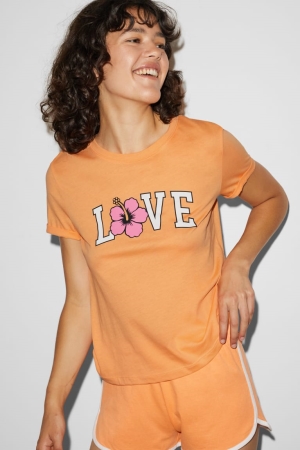 C&A ClockhouseFloral T-shirts Dames Oranje | 4153AJRSF