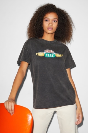 C&A ClockhouseFriends T-shirts Dames Zwart | 8752ETMAD