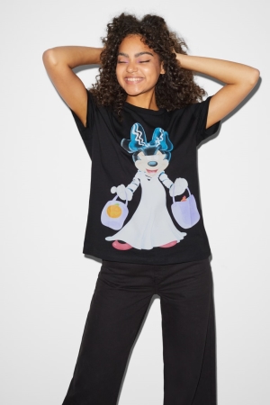 C&A ClockhouseMinnie Mouse T-shirts Dames Zwart | 9857ENIZV