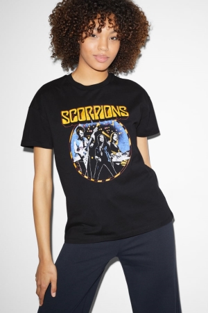 C&A ClockhouseScorpions T-shirts Dames Zwart | 3851JHOAG