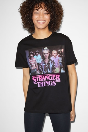 C&A ClockhouseStranger Things T-shirts Dames Zwart | 8265SBAWZ