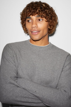 C&A Clockhouse 2-in-1 Look Jumpers Heren Grijs | 3462AHVZK