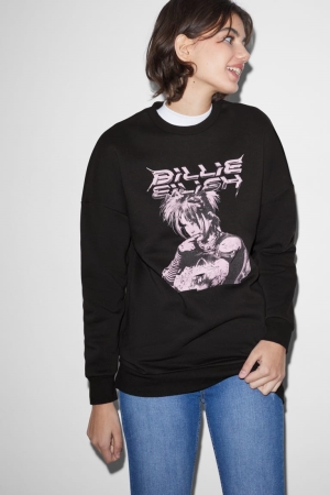 C&A Clockhouse Billy Eilish Sweatshirts Dames Zwart | 0392MVRCU