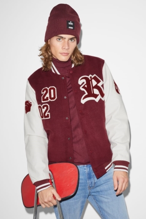 C&A Clockhouse Bomber Jassen Heren Bordeaux | 1259FZMRT