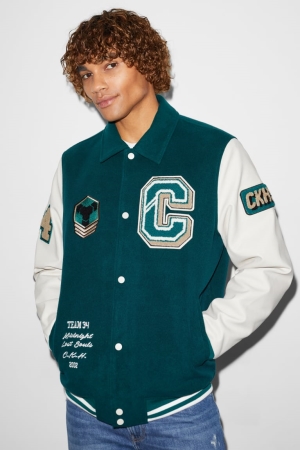 C&A Clockhouse Bomber Jassen Heren Donkergroen | 5891FDHZA