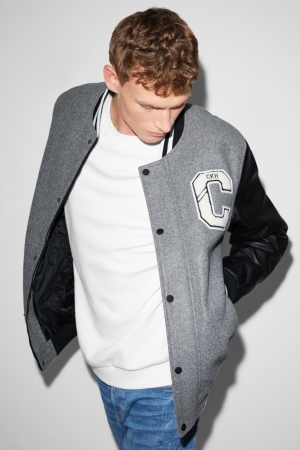C&A Clockhouse Bomber Jassen Heren Grijs | 3984BTHQO