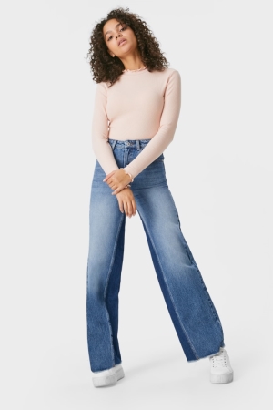 C&A Clockhouse- Brede Leg High Taille Broek Dames Blauw | 5678UPYBL