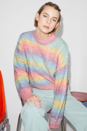 C&A Clockhouse Cable Knit Pattern Jumpers Dames Multicoloured | 6027AJNUY