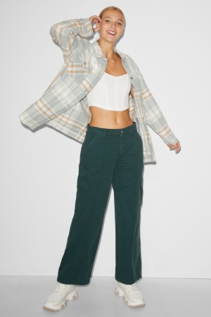 C&A Clockhouse Cargo Low Taille Rechtdoor Fit Broek Dames Donkergroen | 0695BIFGT
