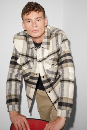 C&A Clockhouse Check Jassen Heren Beige | 0638ZBMOU