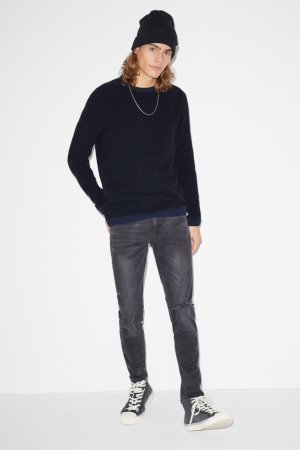 C&A Clockhouse Chenille Recycled Jumpers Heren Donkerblauw | 3687OIKCQ
