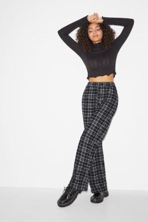 C&A Clockhouse Cloth Mid-rise Taille Palazzo Check Broek Dames Zwart Wit | 7268WGEDZ