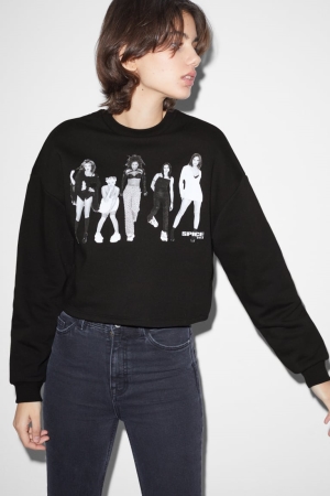 C&A Clockhouse Cropped Spice Girls Sweatshirts Dames Zwart | 5691DZRKE
