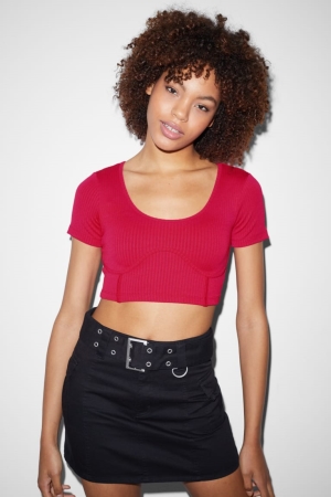C&A Clockhouse Cropped T-shirts Dames Roze | 4971HJBZY