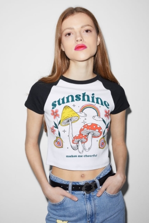 C&A Clockhouse Cropped T-shirts Dames Wit | 6843ELDWZ