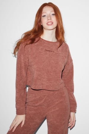 C&A Clockhouse Cropped Terry Cloth Sweatshirts Dames Terracotta | 8261LNZPJ