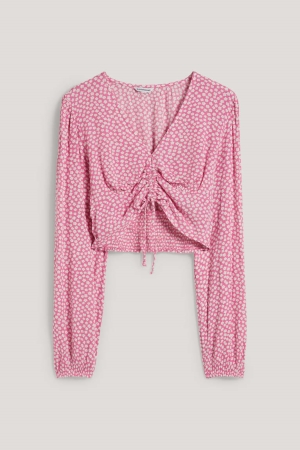 C&A Clockhouse Cropped With Livaeco™ Fibres Floral Blouse Dames Wit Roze | 9864TELBI