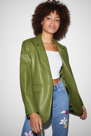 C&A Clockhouse Faux Leren Blazer Dames Groen | 6759PSVHQ