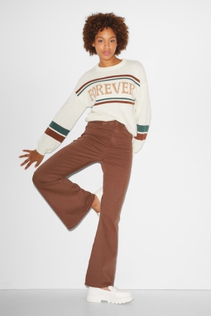 C&A Clockhouse Flare High Taille Broek Dames Lichtbruin | 5063PCGZE
