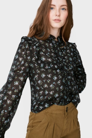C&A Clockhouse Floral Blouse Dames Zwart | 6219OMWJV