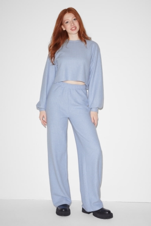 C&A Clockhouse Gebreid Loose Fit Broek Dames Lichtblauw | 1932EGXZO