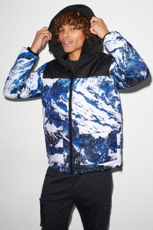 C&A Clockhouse Gewatteerd With Hood Jassen Heren Donkerblauw Wit | 2390BGMAH