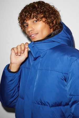 C&A Clockhouse Gewatteerd With Hood Recycled Jassen Heren Blauw | 4638WHRZF