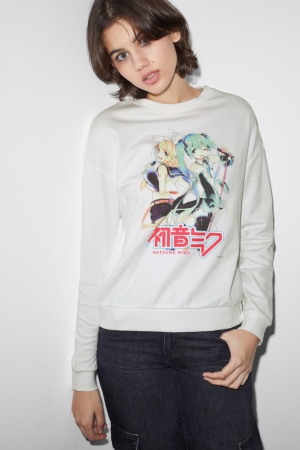 C&A Clockhouse Hatsune Miku Sweatshirts Dames Wit | 9083ZTCUB