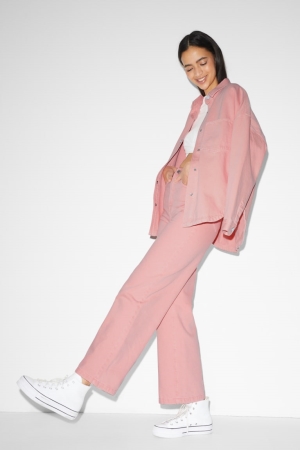 C&A Clockhouse High Taille Brede Leg Broek Dames Roze | 4309YVKEB