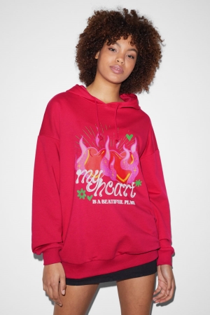 C&A Clockhouse Hoodie Dames Rood | 9381JUFKA