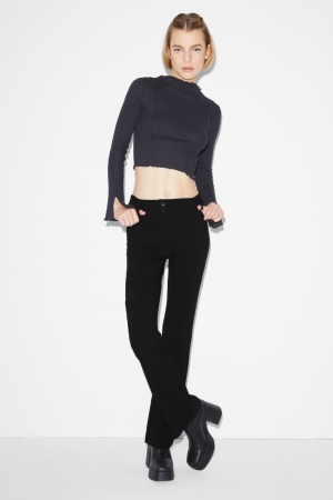 C&A Clockhouse Jersey Flared With Lenzing™ Ecovero™ Broek Dames Zwart | 0927GEDIR