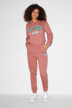 C&A Clockhouse Joggers Bambi Broek Dames Donkerroze | 4395REHNT