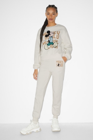 C&A Clockhouse Joggers Mickey Mouse Broek Dames Wit | 8394ZJNEX