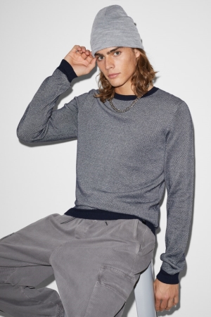 C&A Clockhouse Jumpers Heren Donkerblauw Wit | 0368WTHQK