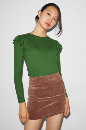 C&A Clockhouse Long Sleeve Topjes Dames Donkergroen | 5213WLHVP
