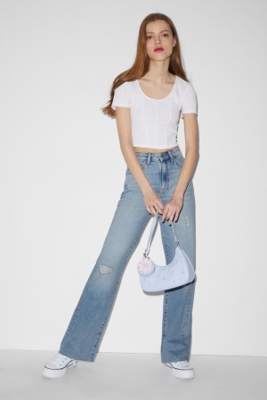 C&A Clockhouse Loose Fit High Taille Jeans Dames Blauw Lichtblauw | 6573JWHMQ