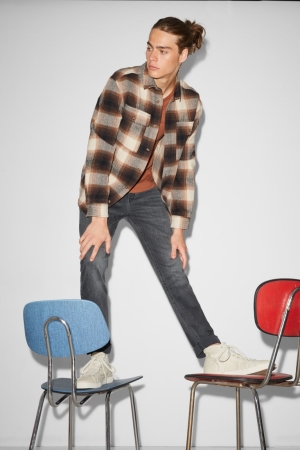 C&A Clockhouse Mager Jeans Heren Blauw Grijs | 1768YREUK