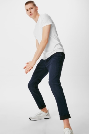 C&A Clockhouse Mager Lycra® Jeans Heren Blauw Donkerblauw | 0874JOSCL