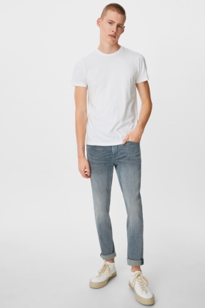 C&A Clockhouse Mager Lycra® Jeans Heren Blauw Grijs | 7283BWAJR