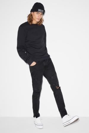 C&A Clockhouse Mager Lycra® Jeans Heren Zwart | 8091MPZUY