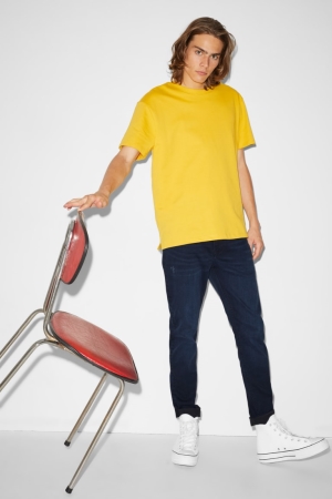 C&A Clockhouse Mager Lycra® Jeans Heren Blauw Donkerblauw | 8307MNVSW