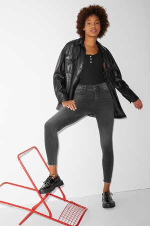 C&A Clockhouse Mager Mid-rise Taille Lycra® Recycled Jeans Dames Blauw Grijs | 2651VMPAS